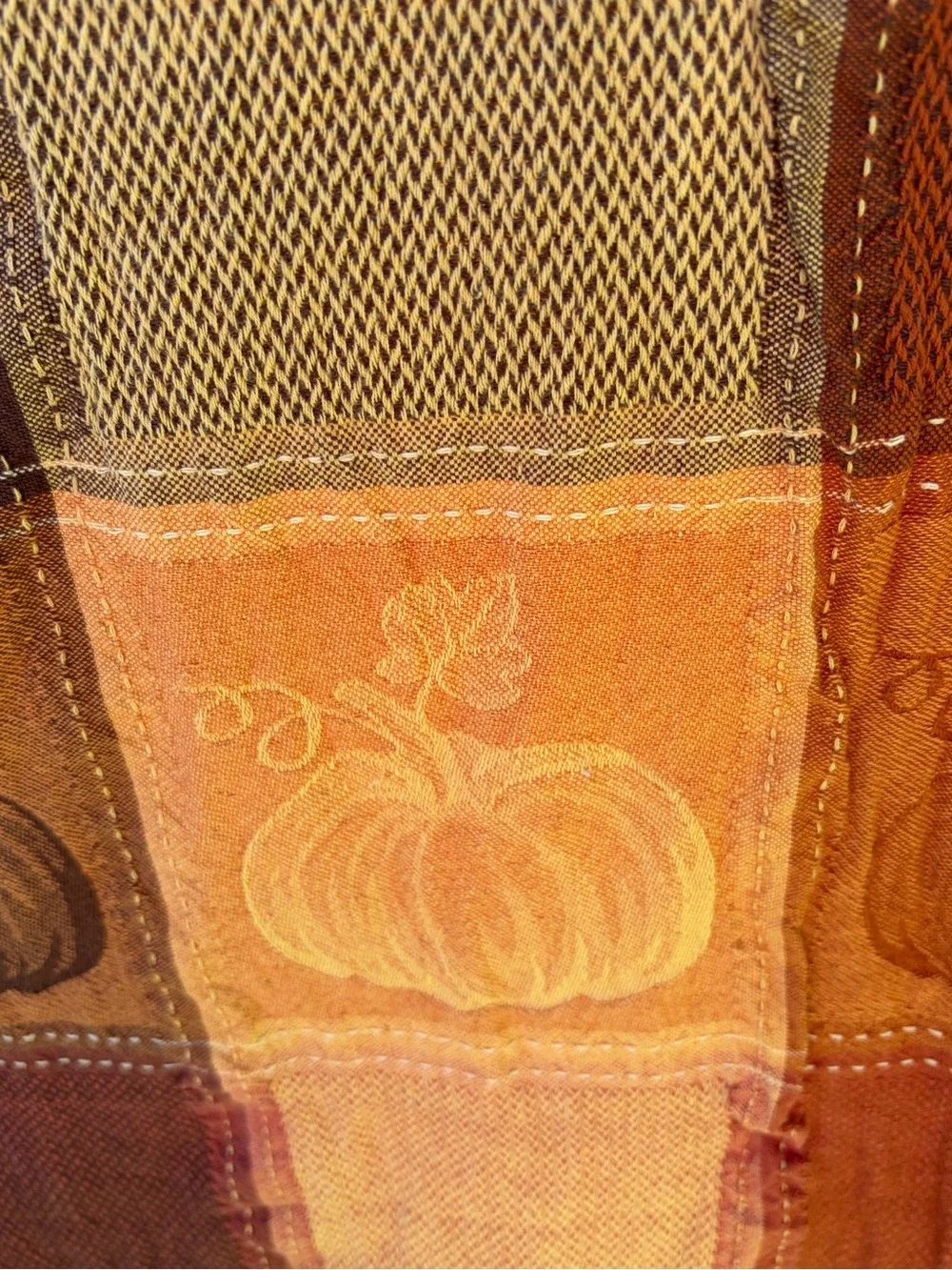 Vintage Pumpkin Plaid tablecloth - thanksgiving table decor 94” x 54 “